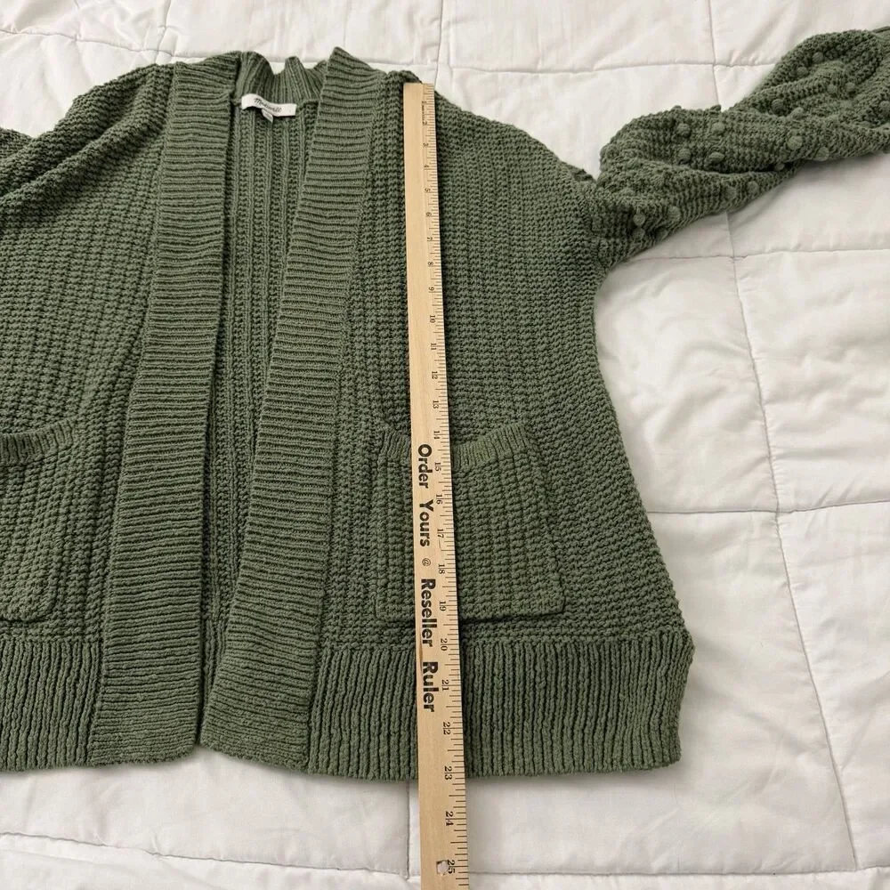 Madewell Sweater Women Small Green Bobble Cardigan Chunky Boxy Knit Open Relaxed - Picture 8 of 9
